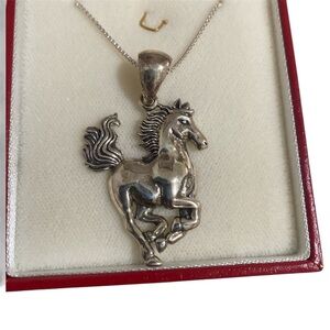 Sterling Silver 925 Stamped Horse Pendant with Necklace
